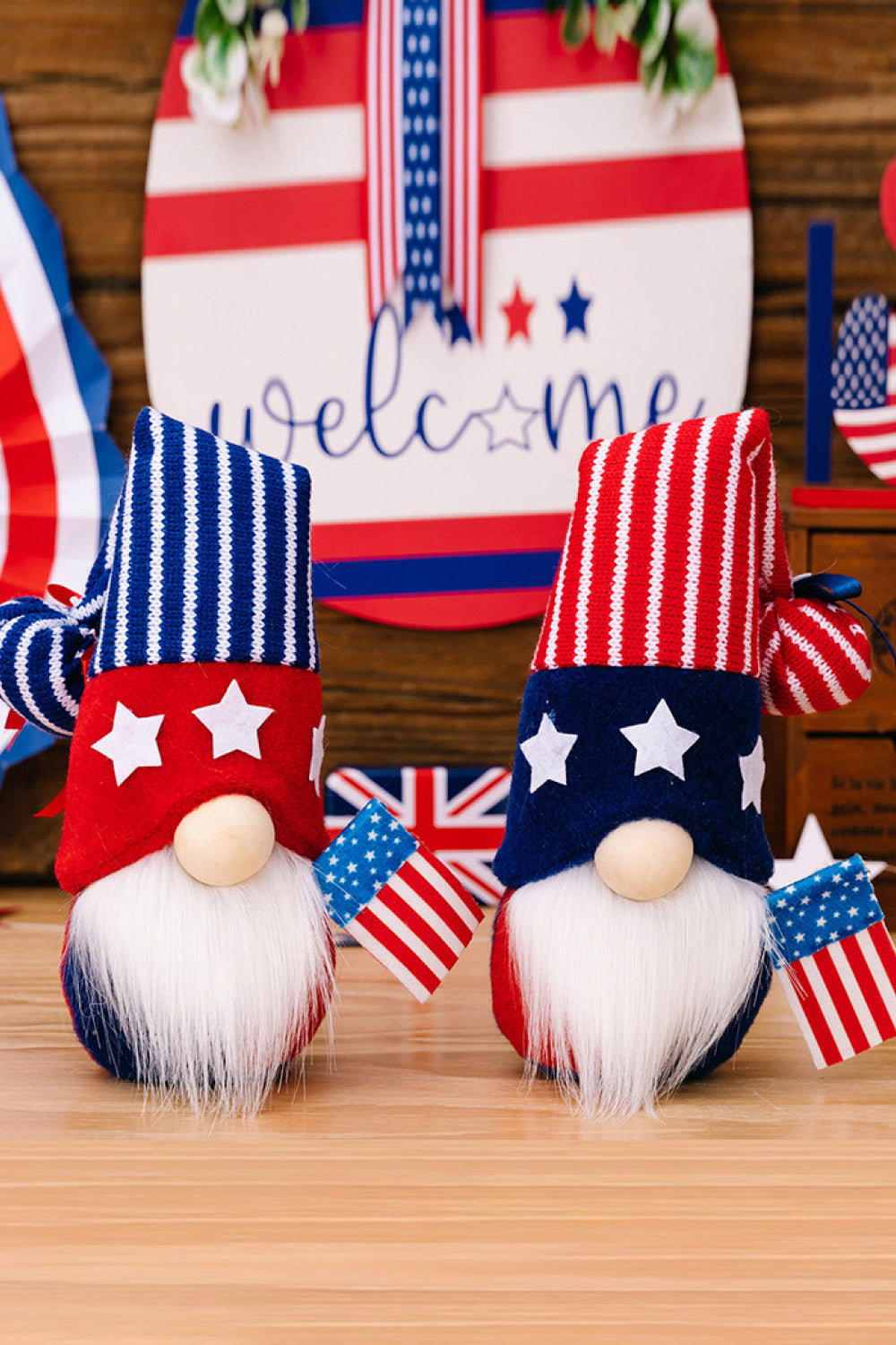 Set of 2 Independence Day Knit Decor Gnomes - 14.5" - 2 TYPES - 2 TYPES / SET - [5-10 DAY DELIVERY] - T -