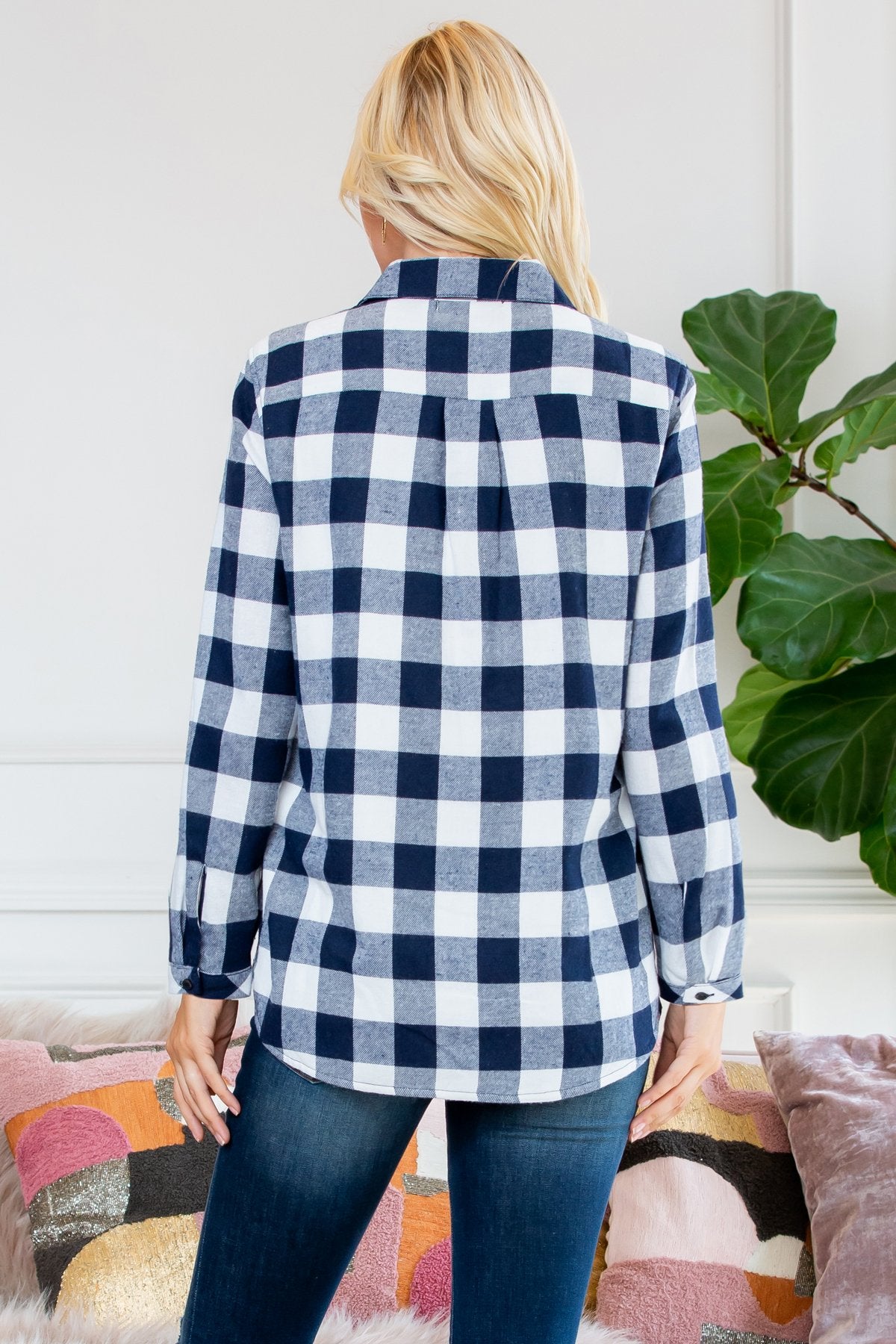 Riah Fashion - Sherpa Lined Plaid Flannel Top - 5 COLORS -