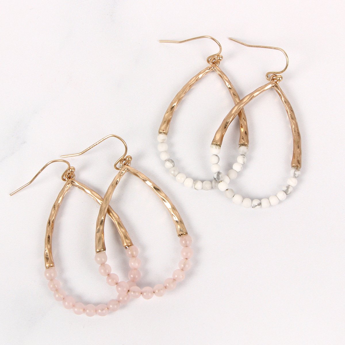 Riah Fashion - Semi Precious Pear Shape Earrings - 9 COLORS -