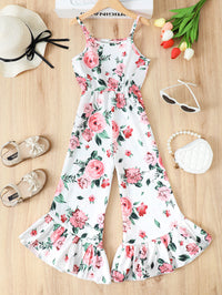 Thumbnail for Floral Spaghetti Strap Flare Leg Jumpsuit - T - 4 SIZES - 1 COLOR -