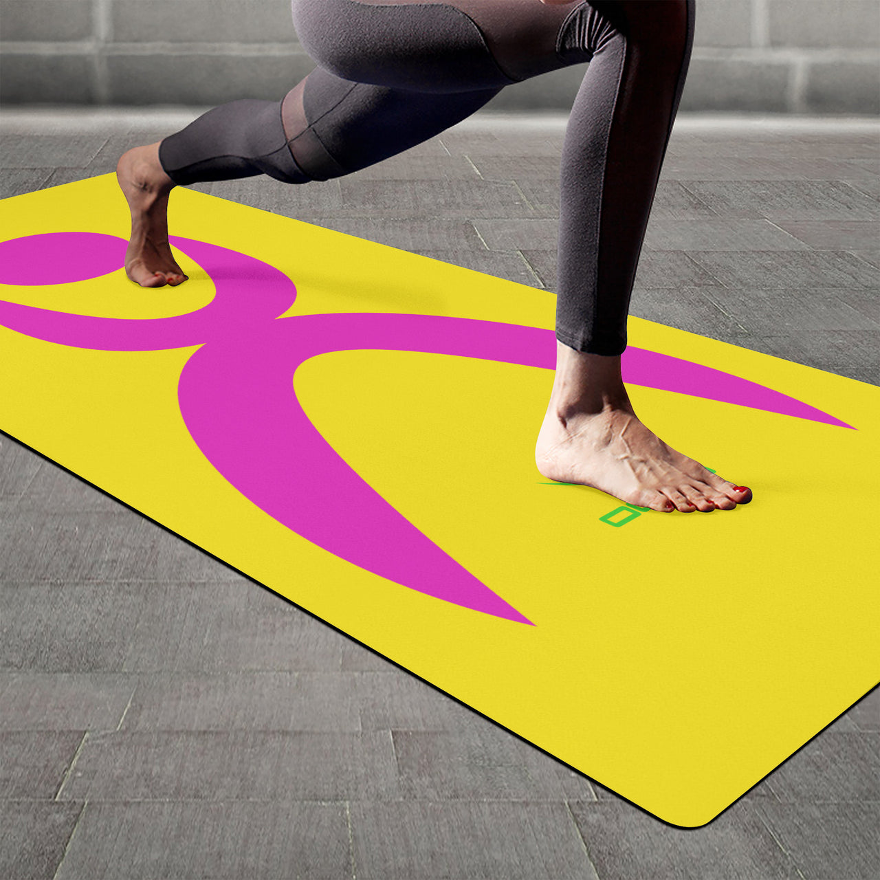 OOTO - Yoga Mat - Glyphic en neon pink - Dash en neon lime -