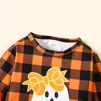 Thumbnail for Plaid Ghost Graphic Round Neck Long Sleeve Jumpsuit - 2 PCS. - T - 1 COLOR -