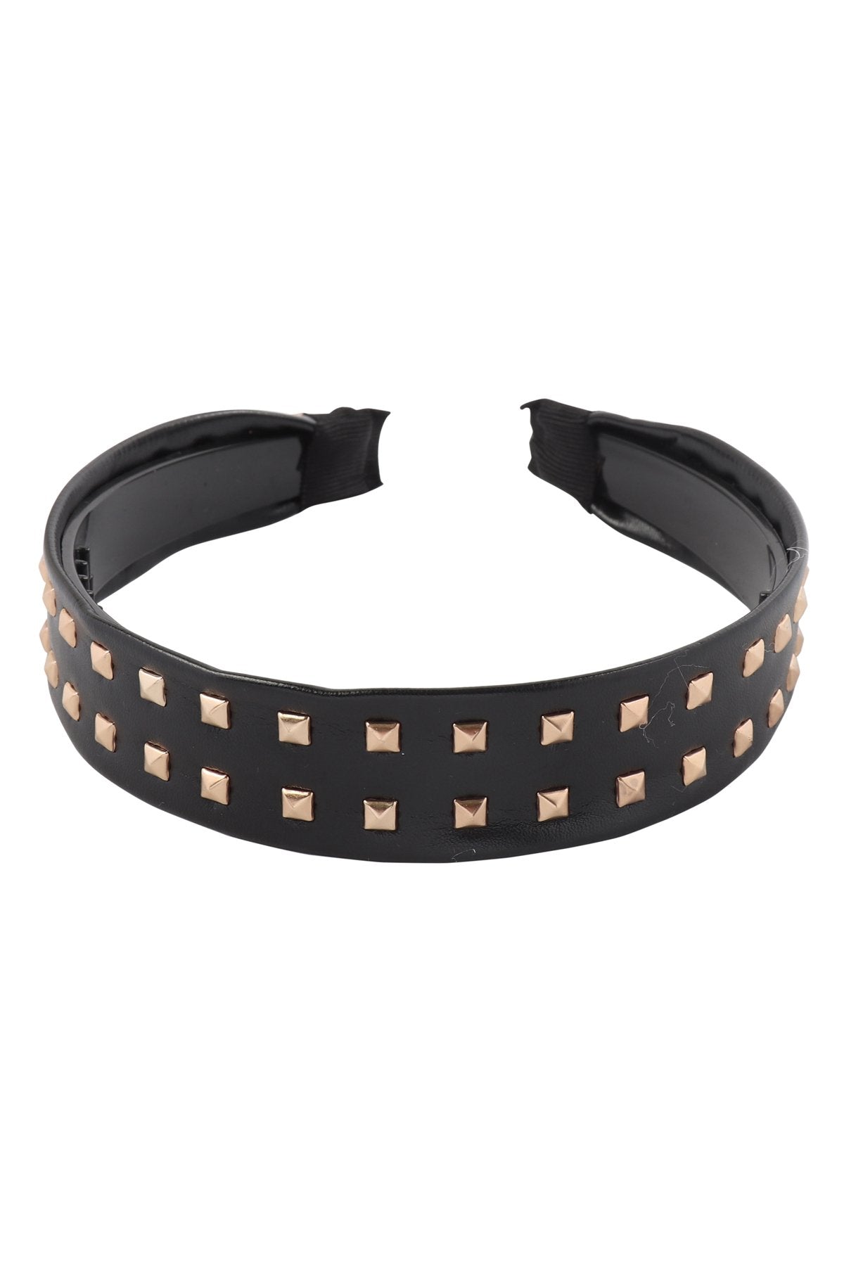 Riah Fashion - Black Leather With Stud Fashion Headband - 1 COLOR -