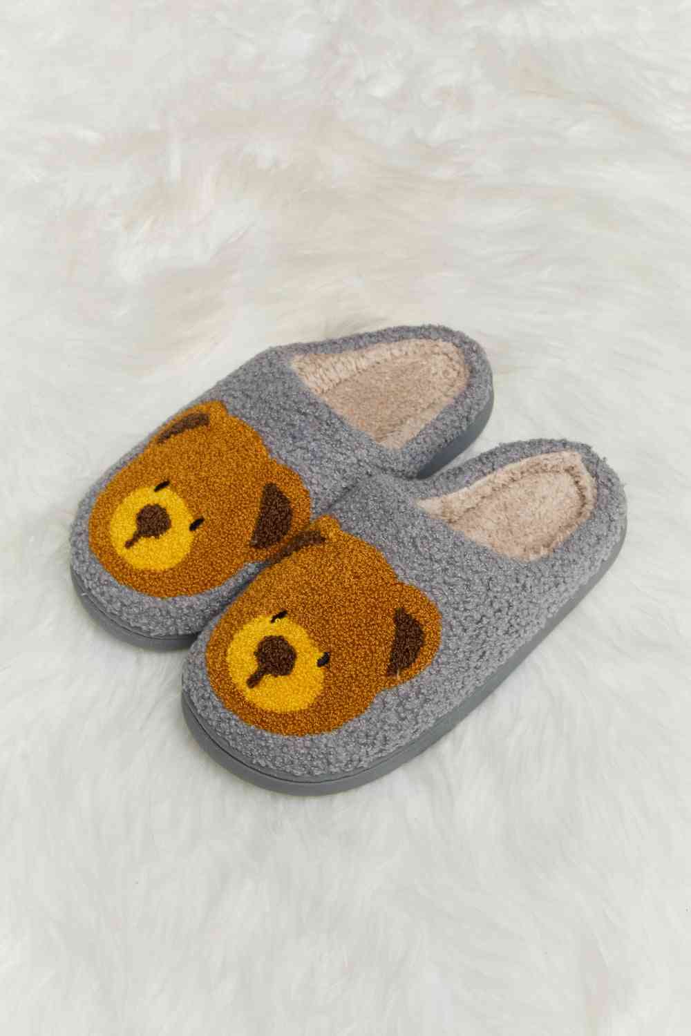 Melody Teddy Bear Print Plush Slide Slippers - T - 6 COLORS -