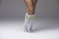 Thumbnail for Women's Solid Lime Green Stripe Knee High Socks - 1 COLOR -