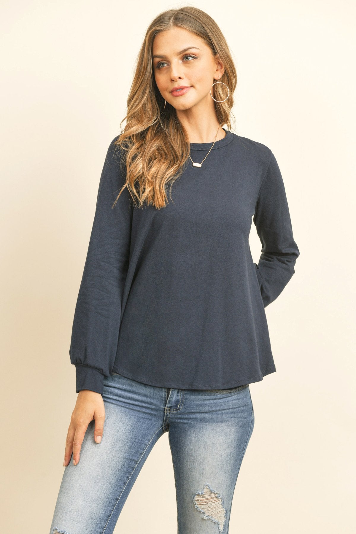 Riah Fashion - Long Sleeve Round Neck Solid Top - 17 COLORS -