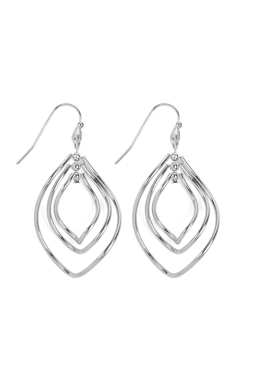 Wire Hammered Marquise Hook Earrings - 3 FINISHES -