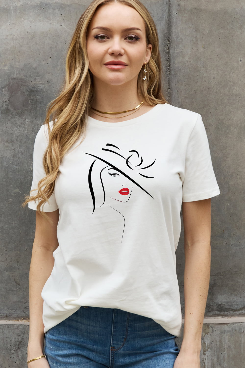 Simply Love Full Size Figure Graphic Cotton Tee - T - 1 COLOR -