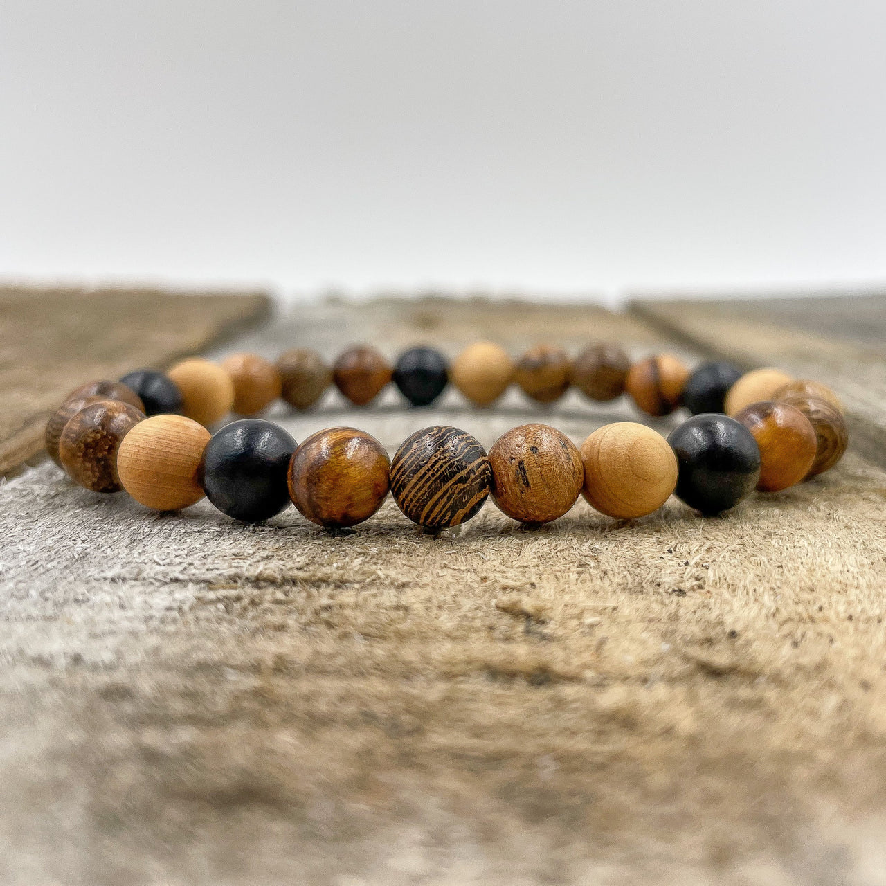 Union - All Mixed Up Brown Wood Mala Beaded Bracelet -