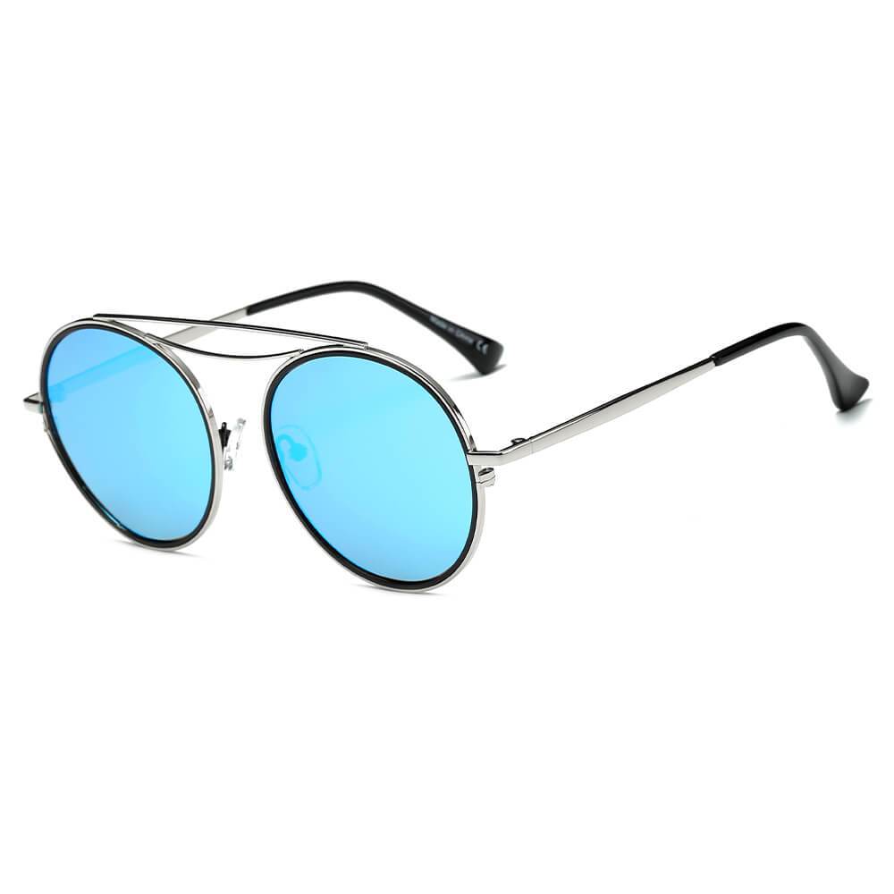 Fairfax | CA10 - Polarized Circle Round Brow-Bar Fashion Sunglasses - 6 COLORS -