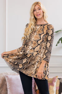 Thumbnail for Riah Fashion - Fierce Look Snake Skin Ruffled Tunic - 3 COLORS -