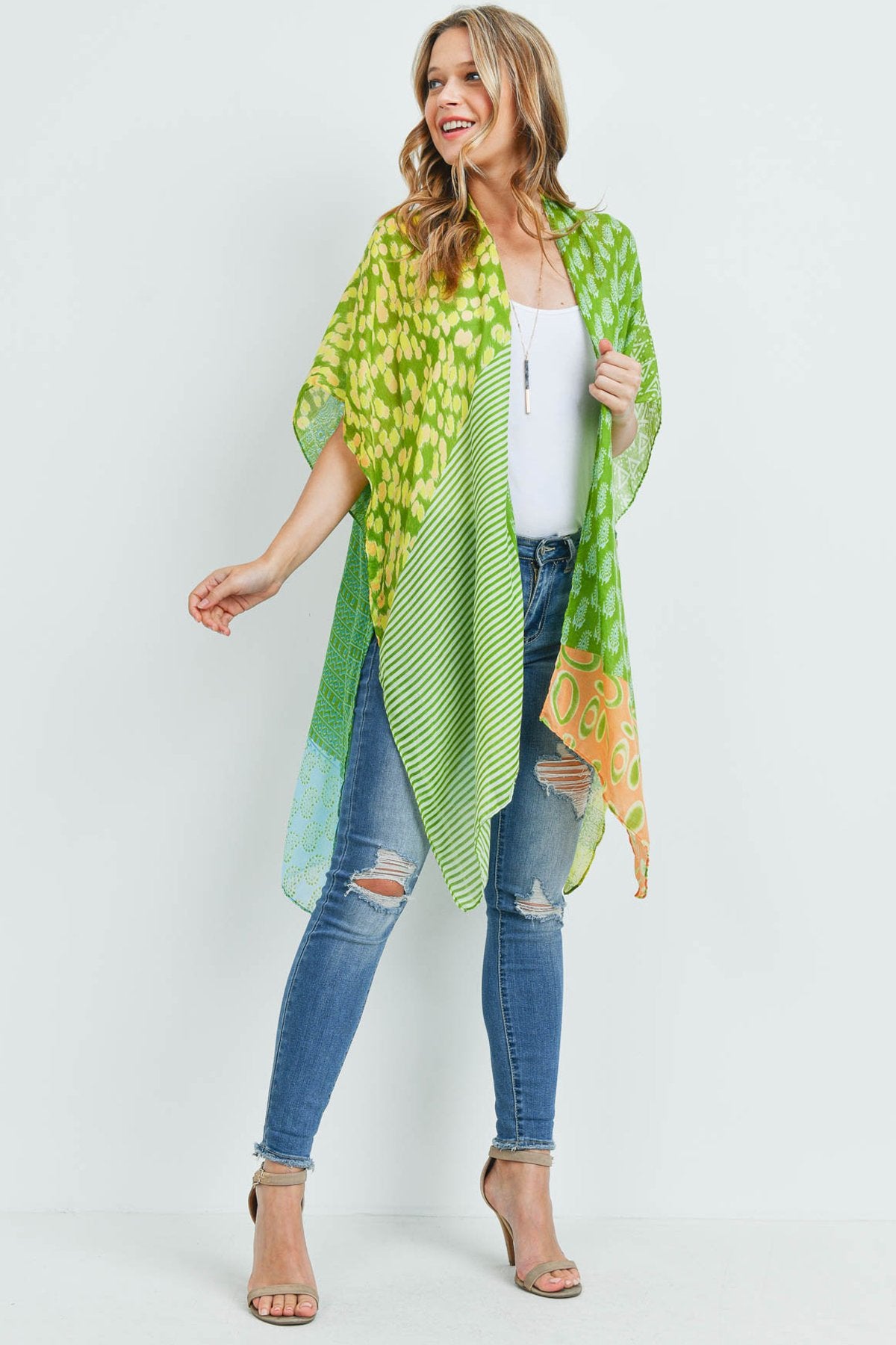 Mixed Pattern Kimono - 3 COLORS -