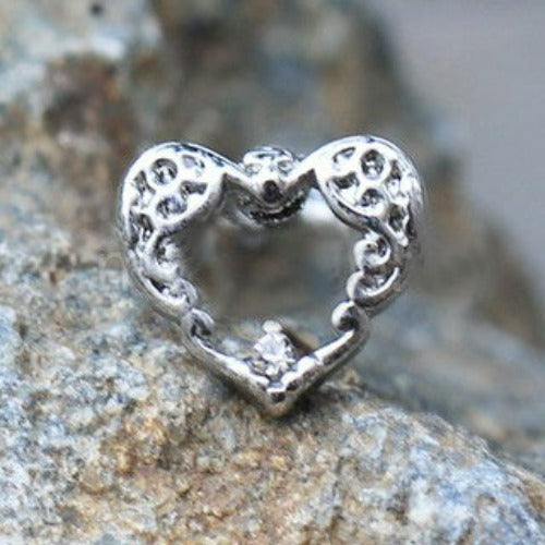 316L Stainless Steel Decorated Heart Cartilage Earring -