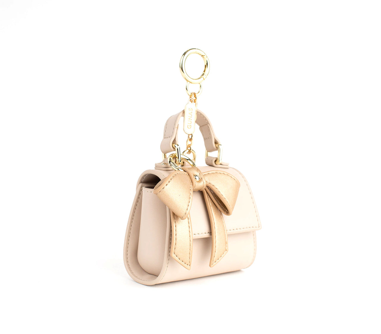 GUNAS NEW YORK - Cottontail Mini - Beige Vegan Leather Bag KEYCHAIN - ACTUAL MINI PURSE! -