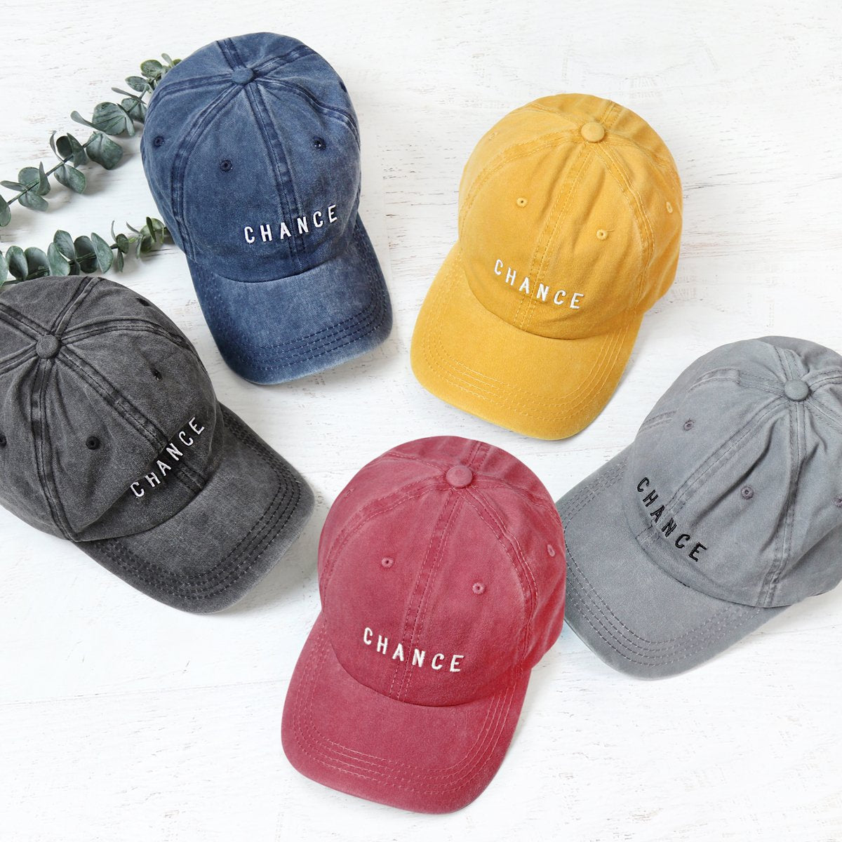 Riah Fashion - "Chance" Embroidered Acid Washed Cap- 5 COLORS