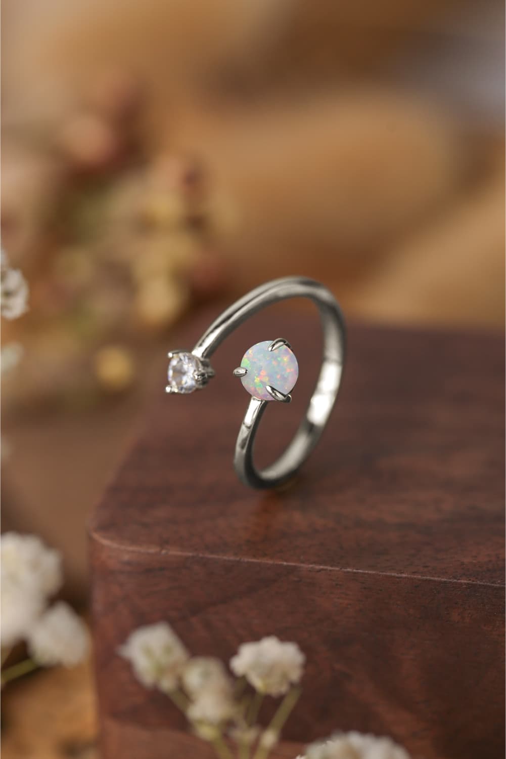 Opal 925 Sterling Silver Bypass Ring - T - 1 SIZE FIT - 1 COLOR -