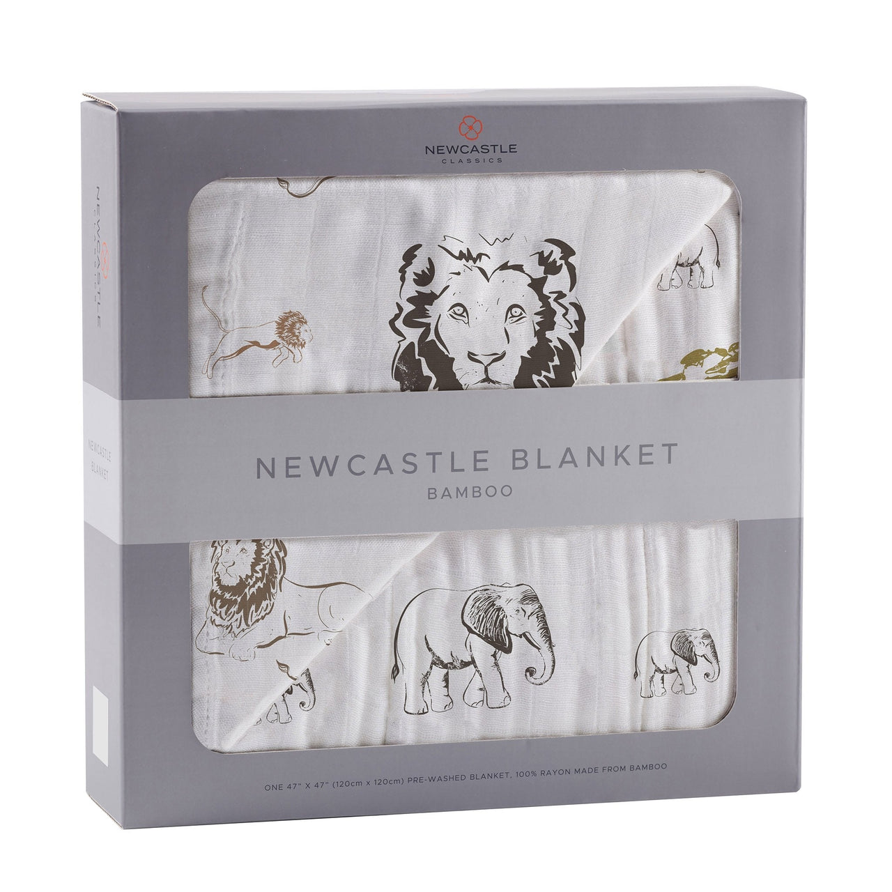 Hear Me Roar Lion and Rhinos and Elephants Bamboo Newcastle Blanket -