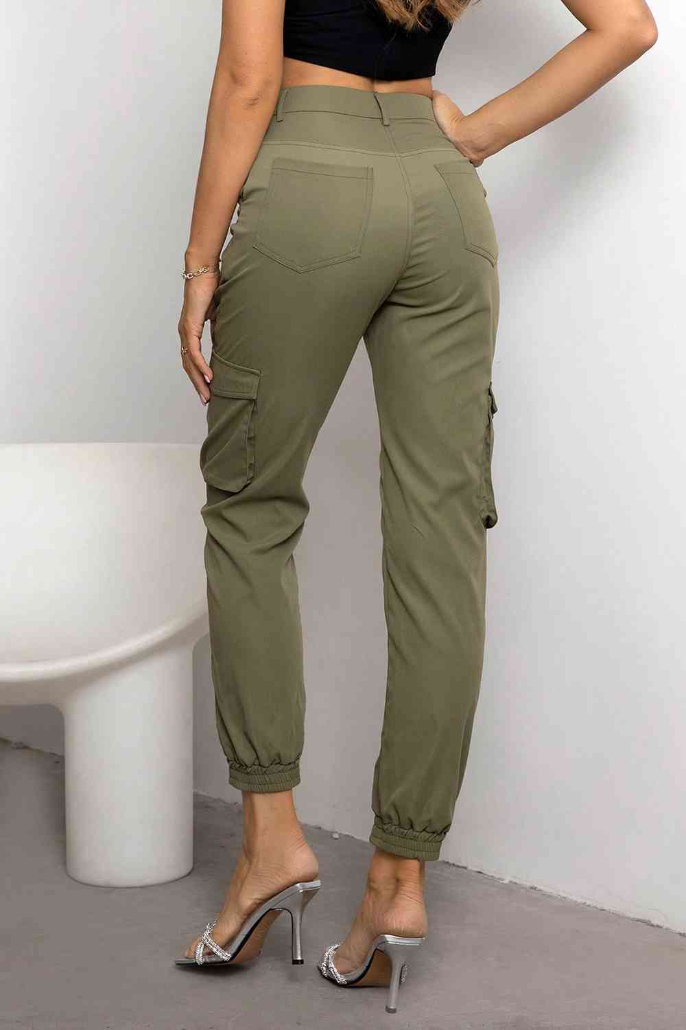 High Waist Cargo Pants - T - 1 COLOR -