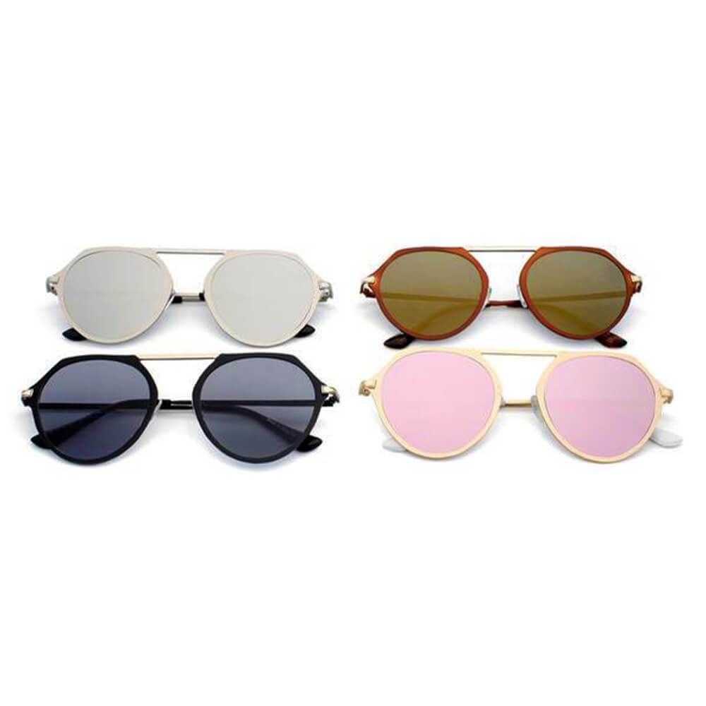 Dresden | A19 - Modern Flat Top Slender Round Sunglasses - 5 COLORS -