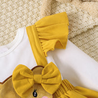 Thumbnail for Bow Tie Skirt Bear Detail Round Neck Dress - T - 1 COLOR -