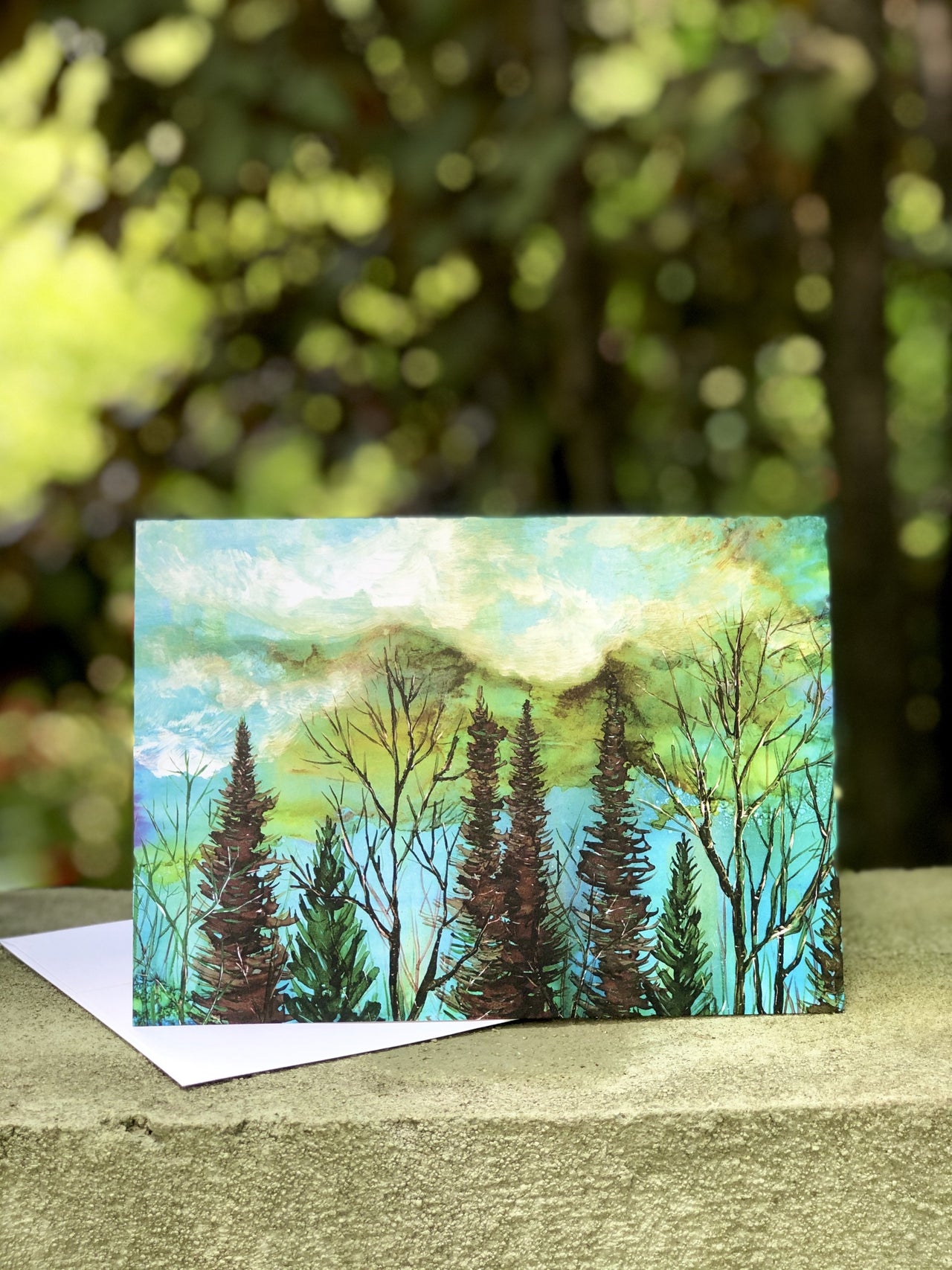 Green Sky Landscape : Greeting Card - 5"X7" - 1 OR SET(6) -