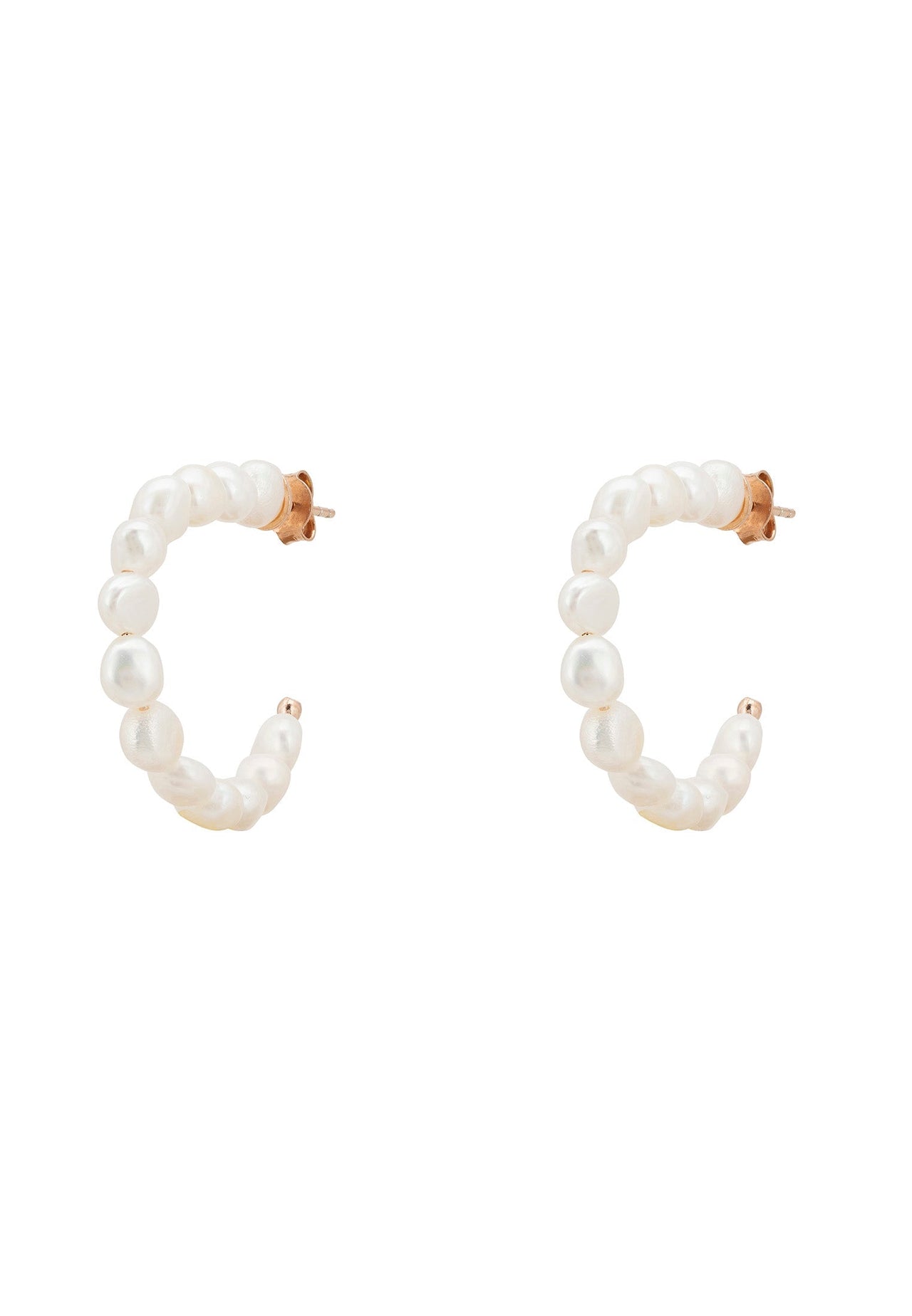 LATELITA - Pearl Beaded Hoop Earrings Rosegold -