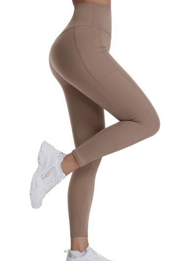 Pocketed High Waist Active Leggings - T - 4 COLORS -