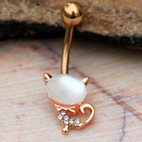 Thumbnail for Rose Gold Plated Cat's Eye Cat Navel Ring -