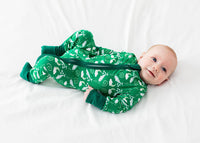 Thumbnail for Eclipse Kids - I'm Narwhally Sleepy - Green - Long Sleeve Zipper Sleep Romper -