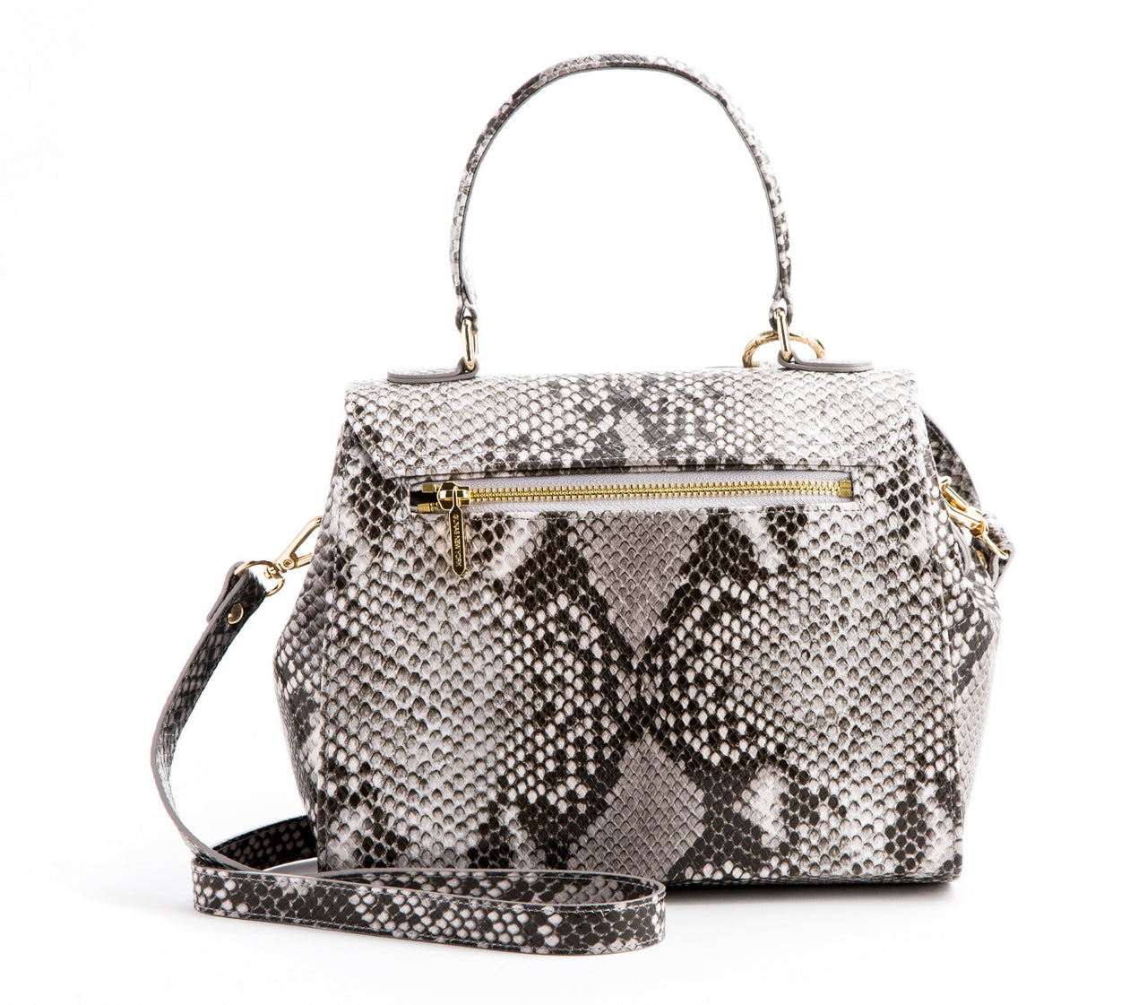 GUNAS NEW YORK - Cottontail - Black & White Snake Texture Vegan Leather Bag - 1 COLOR -