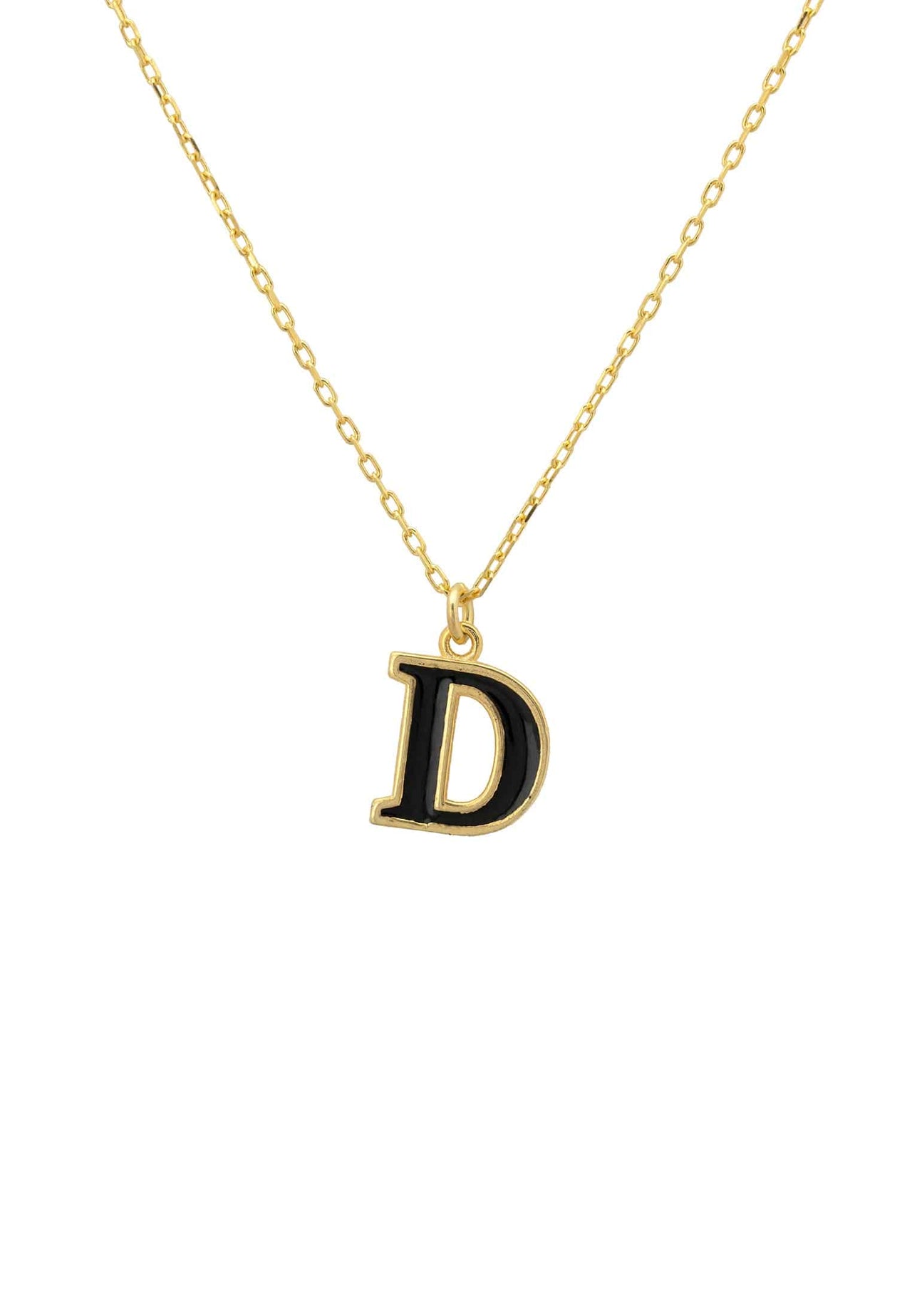 Initial Enamel Necklace Gold D -