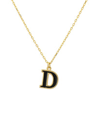 Thumbnail for Initial Enamel Necklace Gold D -