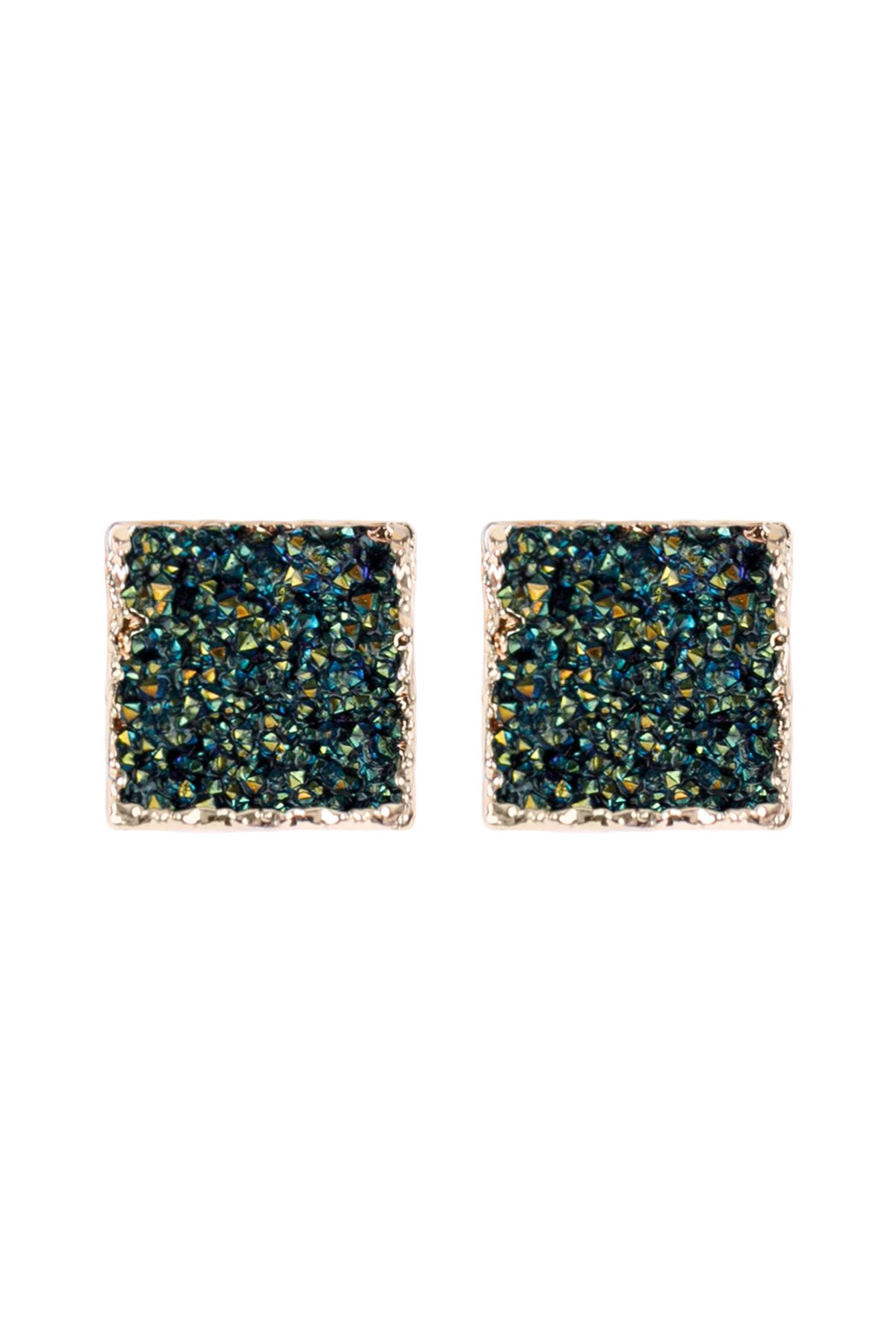 Square Druzy Stone Stud Earrings - 12 COLORS -