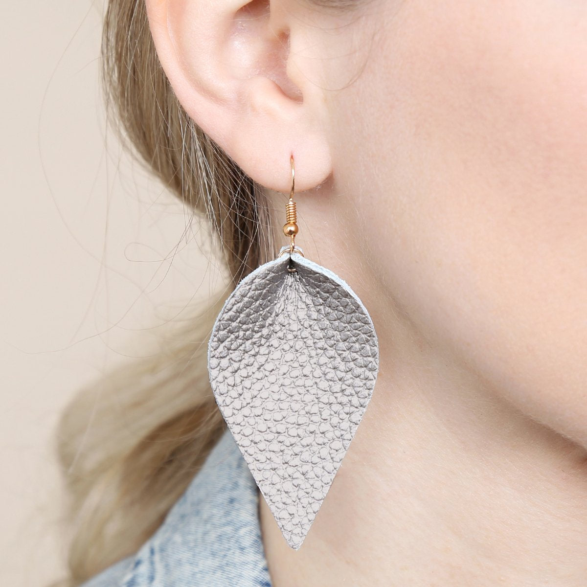 Teardrop Shape Pinched Leather Earrings - 18 COLORS -