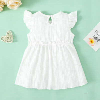 Ruffled Round Neck Cap Sleeve Dress - 1 PC. - T - 1 COLOR -