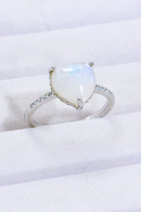 Thumbnail for Heart-Shaped Natural Moonstone Ring - T - SIZES 6 THRU 9 - 2 FINISHES -