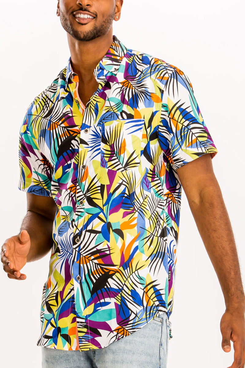 WEIV - Digital Print Hawaiian Short Sleeve Shirt -