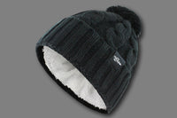 Thumbnail for Fear0 NJ - Women Plush Insulated Cuff Knit Pom Pom Beanie Hat - 3 COLORS -