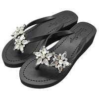 Thumbnail for SAND BY SAYA N.Y. - 2 Stars - Rhinestone Mid Wedge Flip Flops - 2 COLORS -