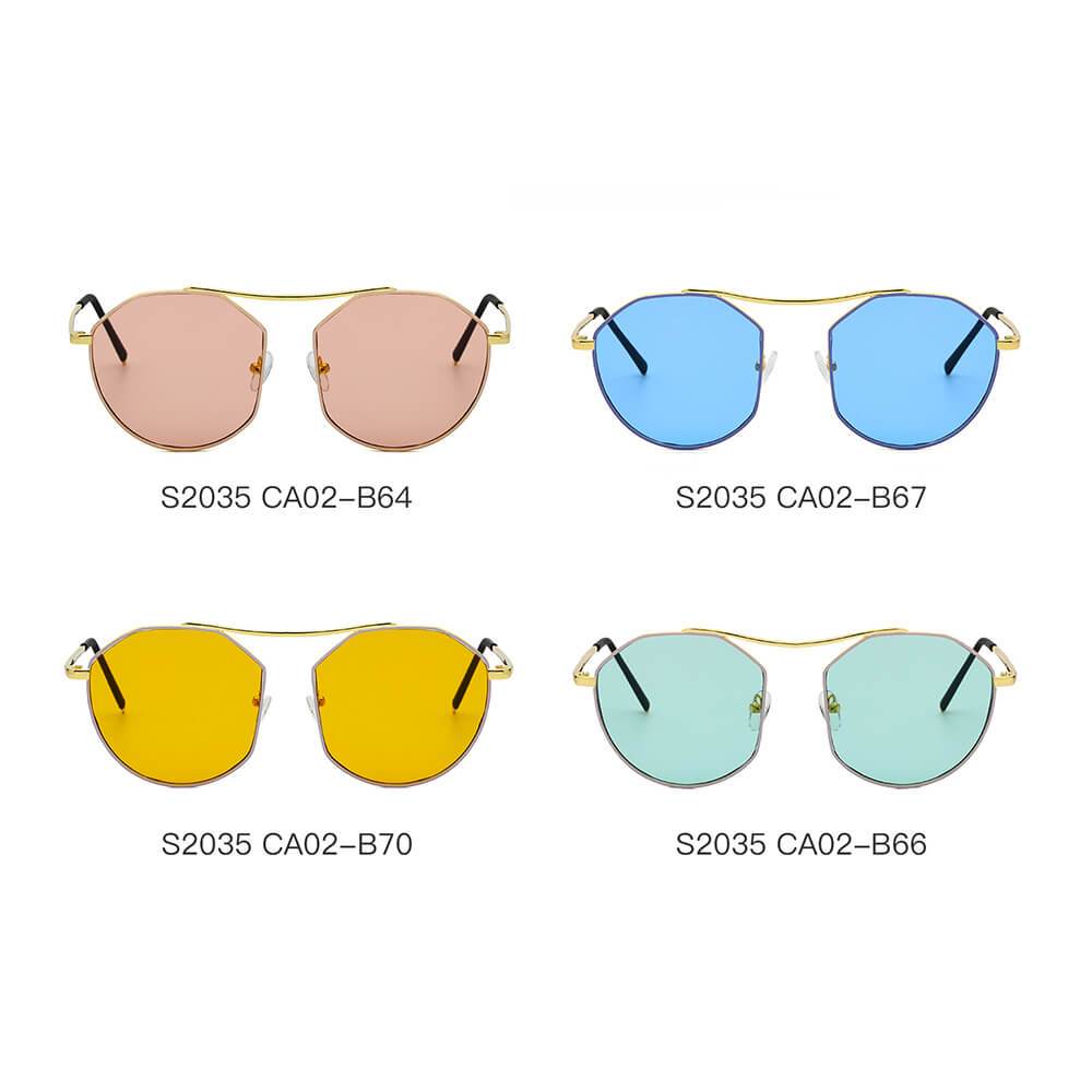 Choctaw | S2035 - Women Round Tinted Flat Lens Spectacles Opticals Sunglasses Circle - 4 COLORS -