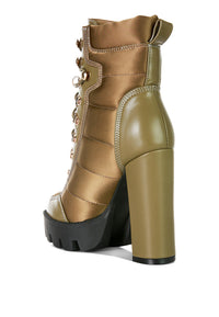 Thumbnail for London Rag - Scotch High Heel Quilted Satin Biker Boots - 5 COLORS -