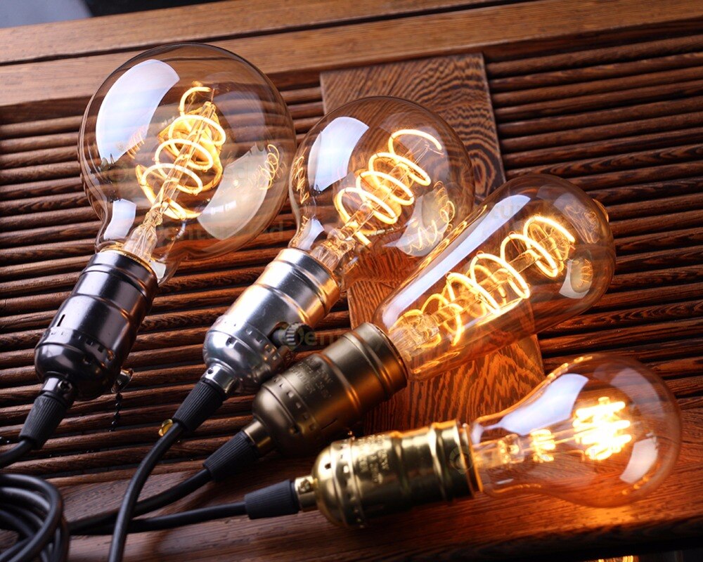 Retro Dimmable LED Edison Bulb E27 3W Gold Spiral Filament ST64 G125 Ampoule LED Lamp Incandescent Chandelier Decorative Lighting - [15 DAY DELIVERY] - 13 BULB TYPES - 2 WATTAGES -