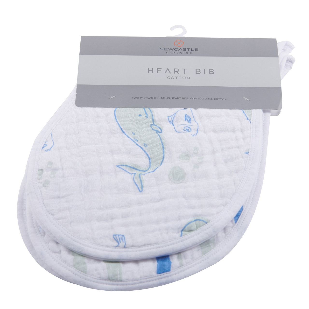 Newcastle - Ocean Cotton Heart Bib 2PK -