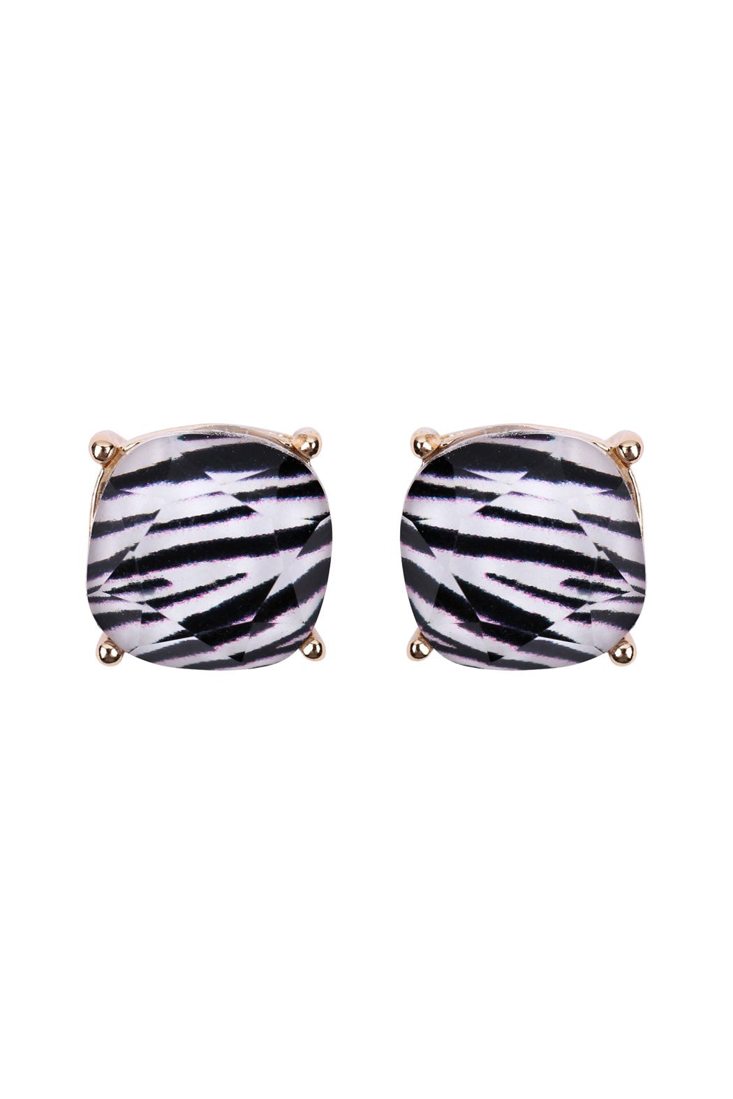 Cushion Cut Earrings - Leopard or Zebra -