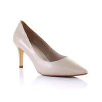 Thumbnail for Leather 8cm Pin Heel Pointed Toe Pumps-Beige