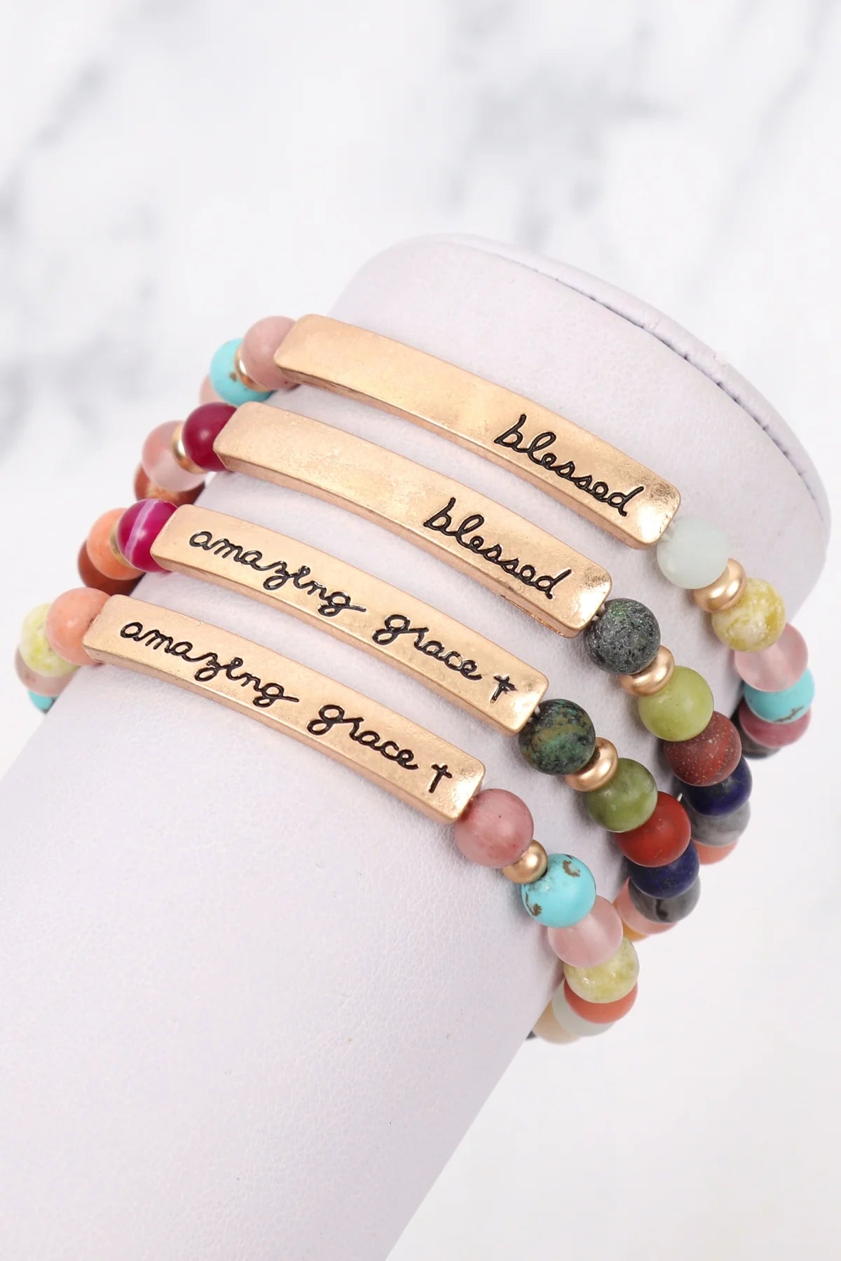 "Blessed" Charm Beads Braclet - 2 COLOR VARIATIONS -