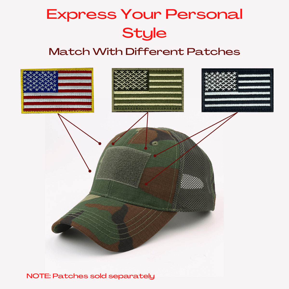 Jupiter Gear - Tactical-Style Patch Hat With Adjustable Strap - 10 COLORS / CAMOS -