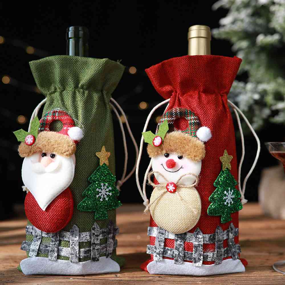 Assorted 2-Piece Christmas Doll Wine Bottle Covers - BUY 1 GET ONE RANDOM PICK - [5-10 DAY DELIVERY] - 12.5" - T - 4 TYPES -