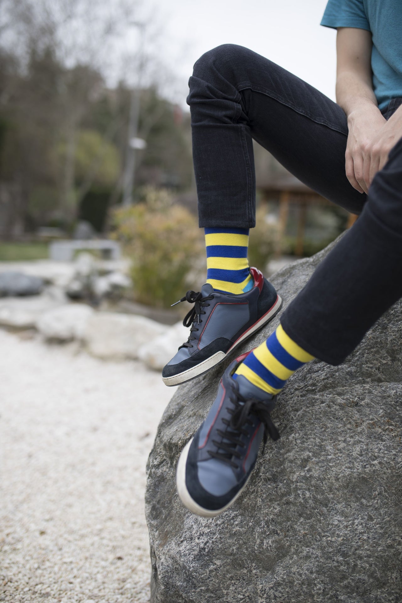 Men's Lemon Sky Stripe Socks - 1 COLOR -