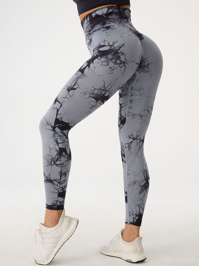 Printed High Waist Active Leggings - T - 5 COLORS -